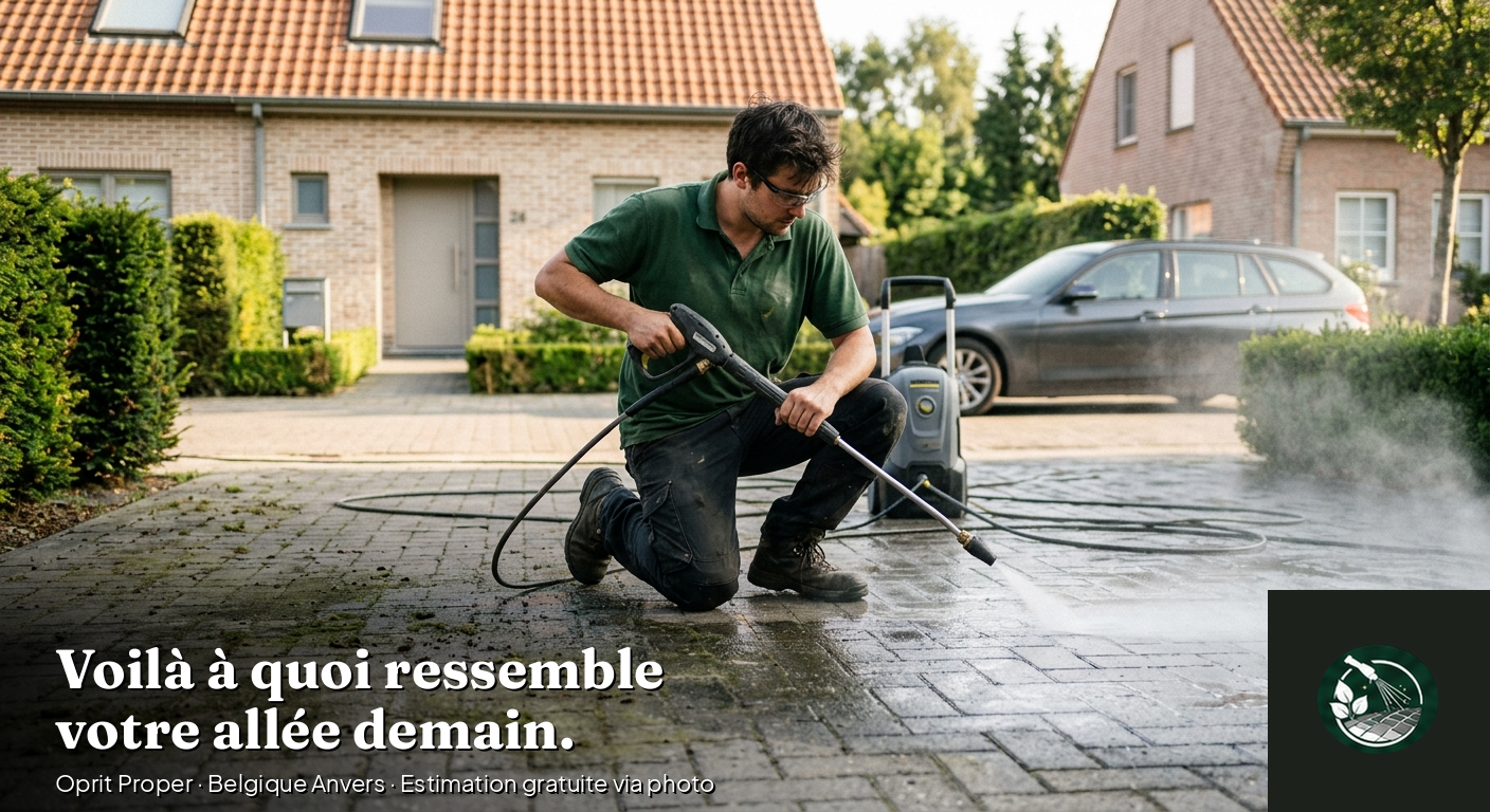 Nettoyage professionnel d'allée — région Anvers — Oprit Proper