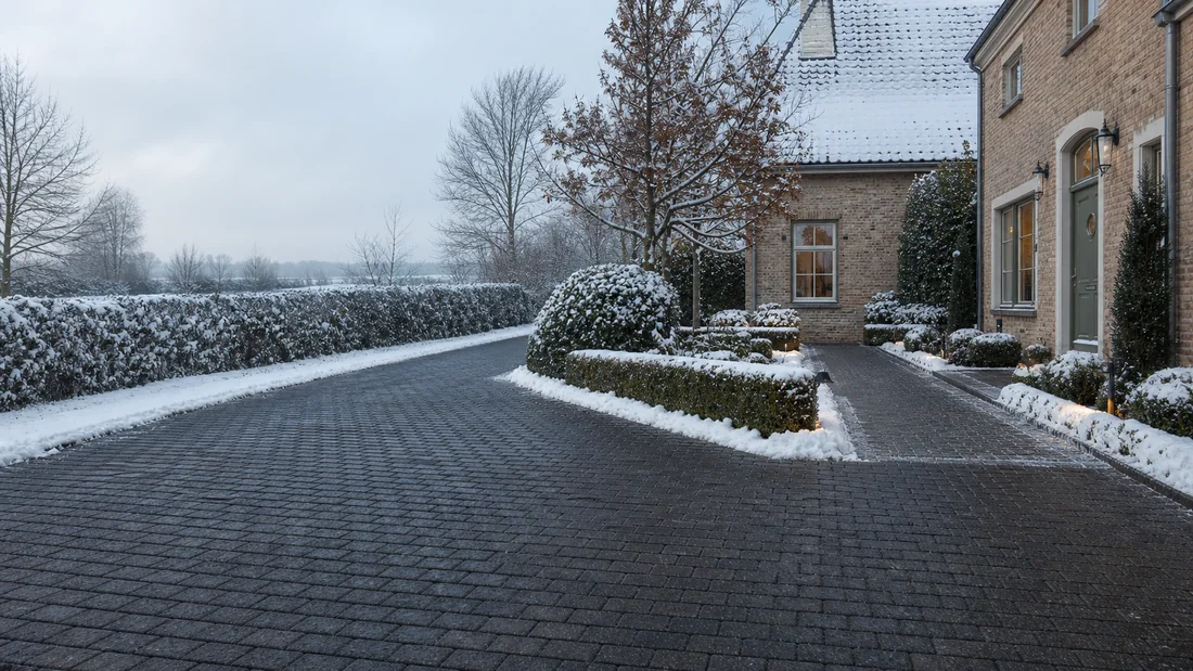 Sneeuwvrij gemaakte oprit zonder los gereedschap